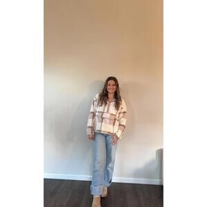 Soft Fur Plaid Button Up Pocket Front Pullover (SO SOFT)